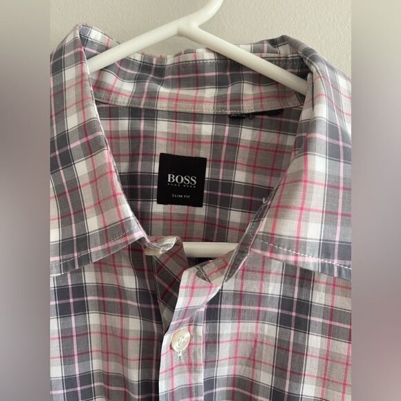 🌼clearance Boss Slim Fit Plaid Dress‎ Shirt - Picture 3 of 6